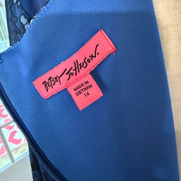 Betsey Johnson Size 14 Blue Boho Dress Bell Ruffle Long Sleeves V-Neck Pattern - Picture 6 of 10